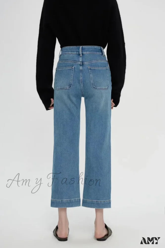 Amy Fashion - Spring Fall New High-Waisted Wide-Leg High Quality Long Baggy Y2K Jean