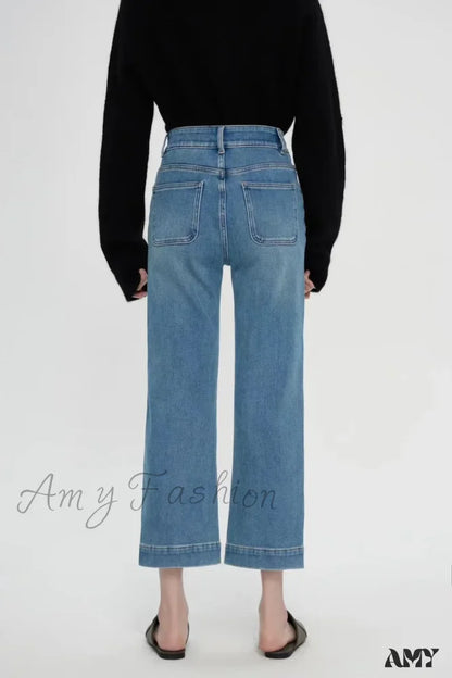 Amy Fashion - Spring Fall New High-Waisted Wide-Leg High Quality Long Baggy Y2K Jean