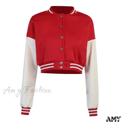 Amy Fashion - Stitching Letters Embroidery Baseball Uniform Jacket