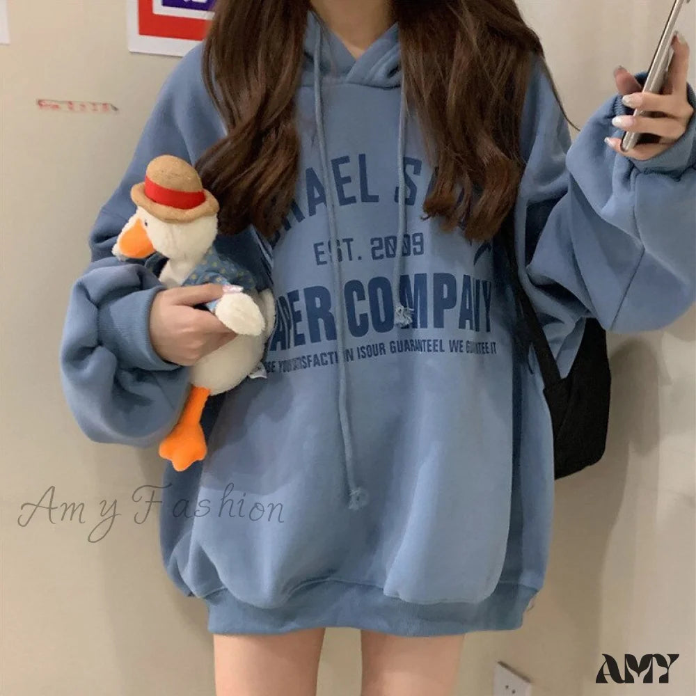 Amy Fashion - Stranger Things Anime Print Hoodies Blue / S