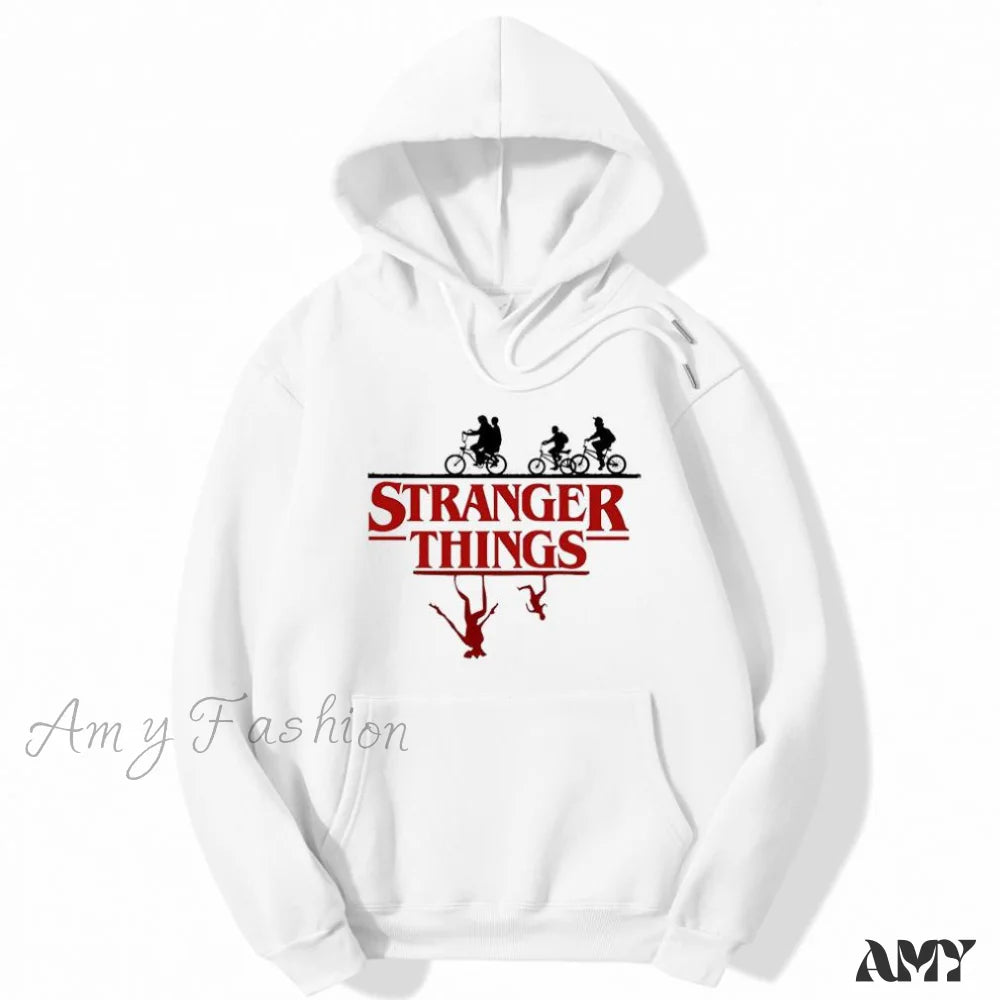 Amy Fashion - Stranger Things Anime Print Hoodies White / S