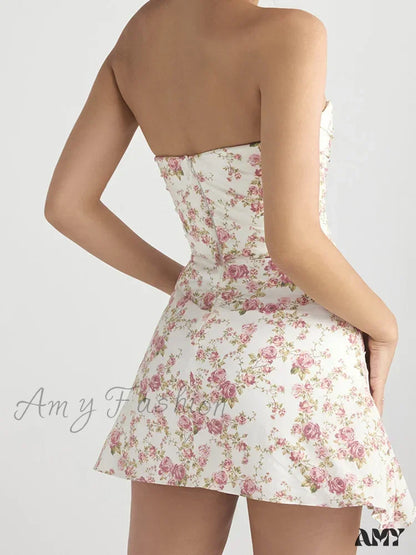 Amy Fashion - Strapless Tube Sexy Off Shoulder Low Cut Ruched Mini Dress