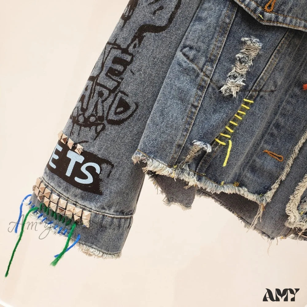 Amy Fashion - Street Graffiti Denim Jacket