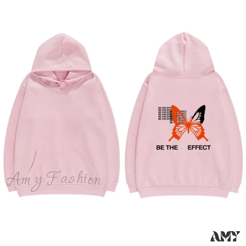 Amy Fashion - Streetwear Hip Hop Punk Casual Loose Hoodie Pink / S