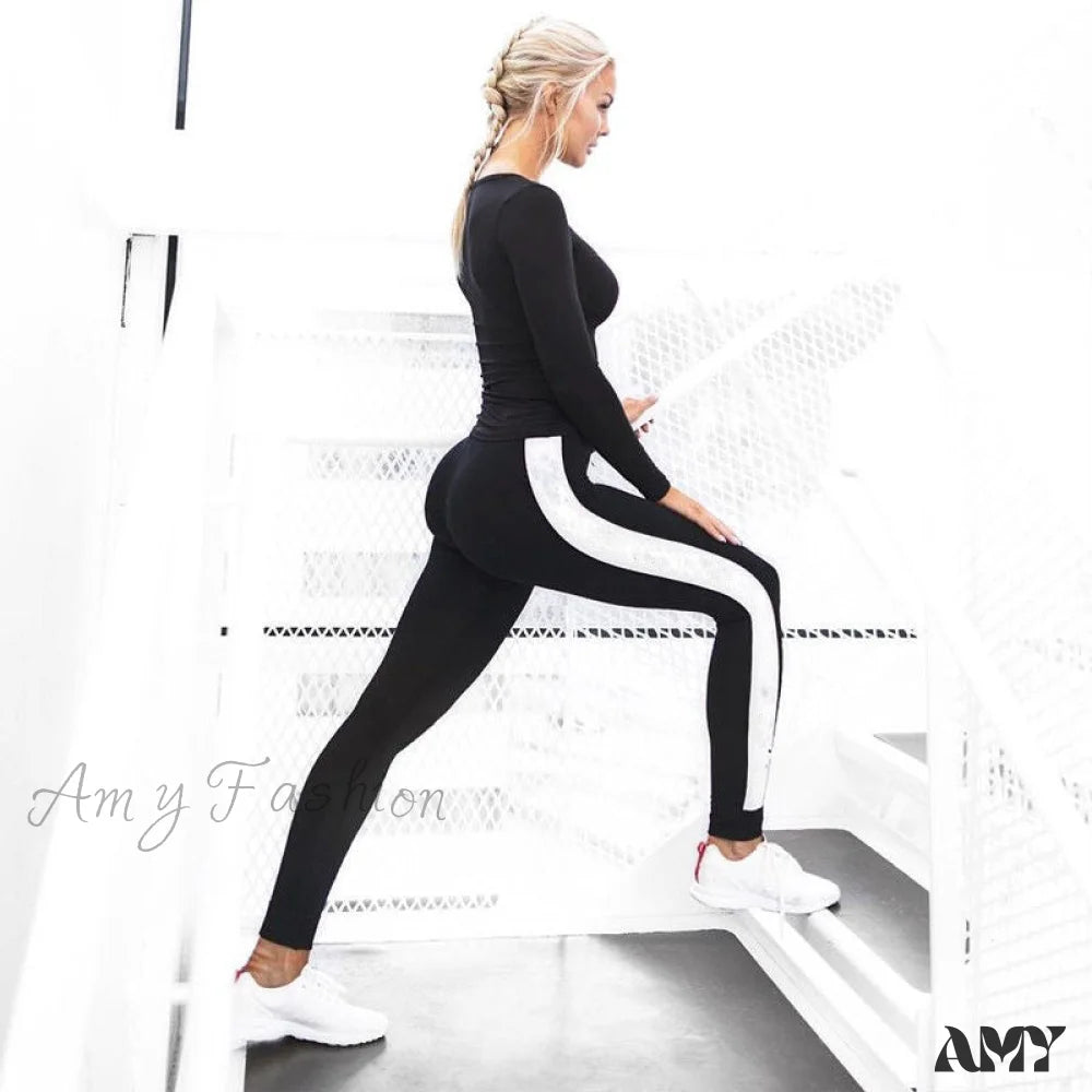 Amy Fashion - Streetwear Patchwork Sports Fitness Leggings