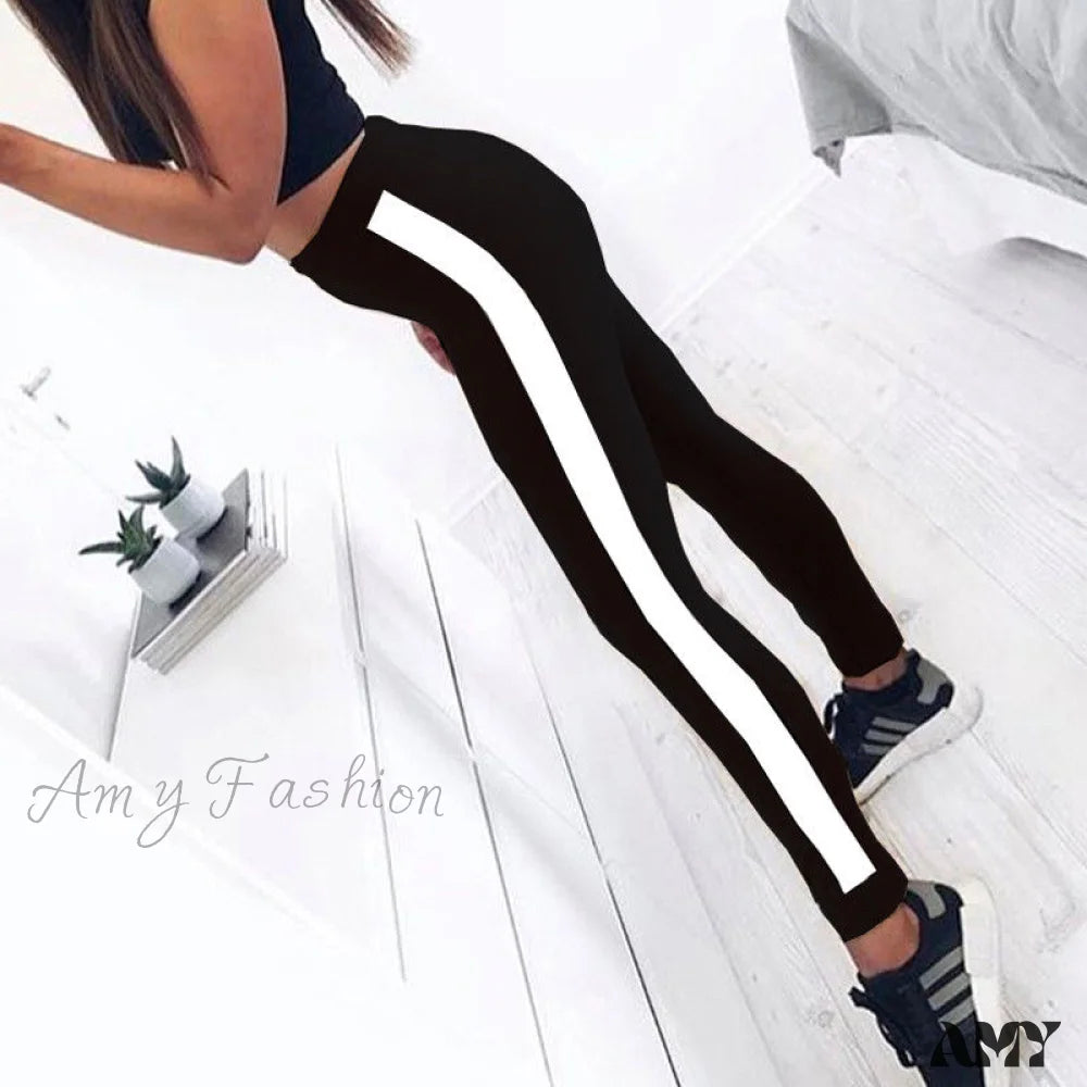 Amy Fashion - Streetwear Patchwork Sports Fitness Leggings S