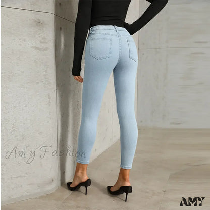 Amy Fashion - Stretch Skinny Women’s High Waisted Sexy Streetwears Pencil Elastici Denim Slim