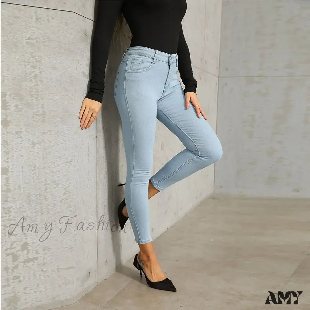 Amy Fashion - Stretch Skinny Women’s High Waisted Sexy Streetwears Pencil Elastici Denim Slim