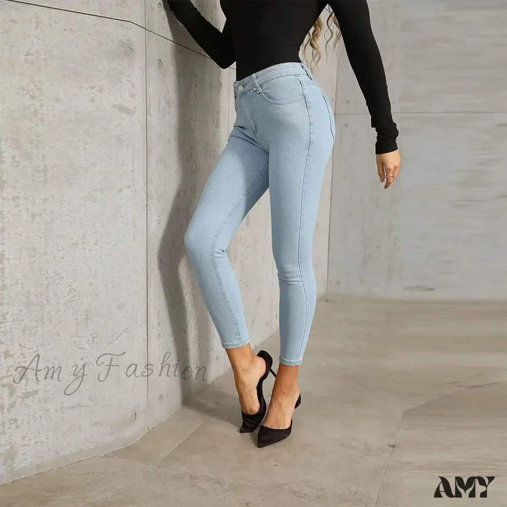 Amy Fashion - Stretch Skinny Women’s High Waisted Sexy Streetwears Pencil Elastici Denim Slim