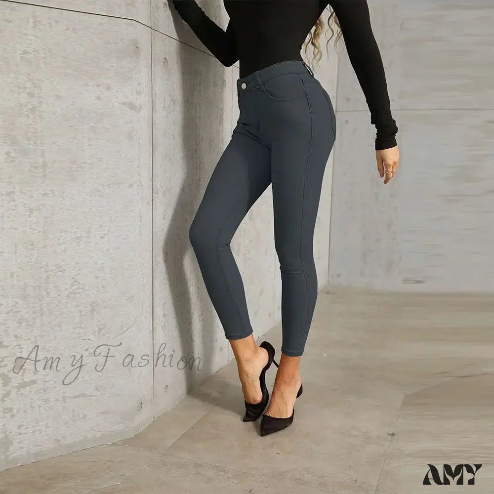 Amy Fashion - Stretch Skinny Women’s High Waisted Sexy Streetwears Pencil Elastici Denim Slim