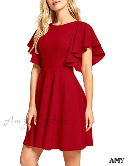 Amy Fashion - Stretchy Line Swing Flared Skater Christmas Dress