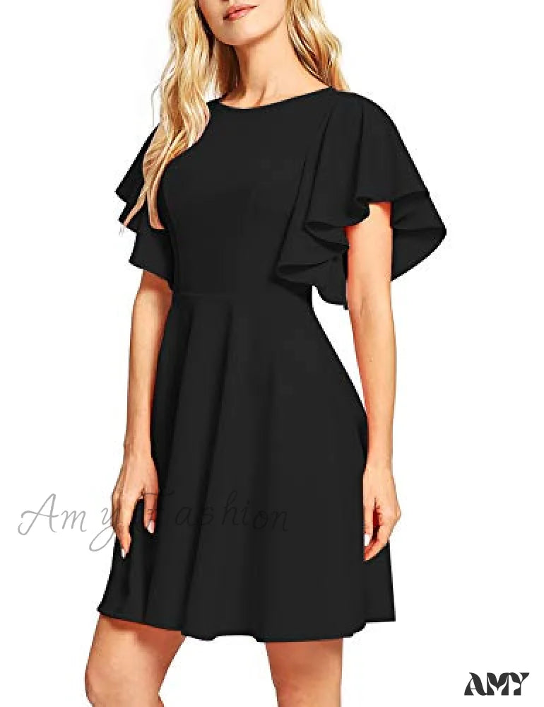 Amy Fashion - Stretchy Line Swing Flared Skater Christmas Dress