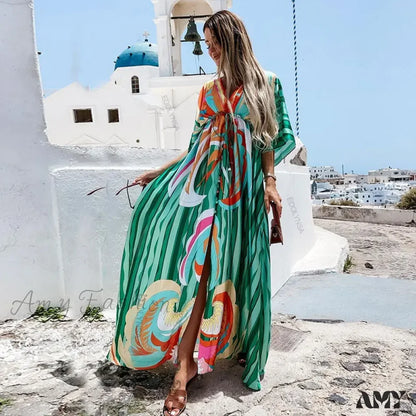 Amy Fashion - Summer Elegant Gorgeous Printing Long Party Boho Dress