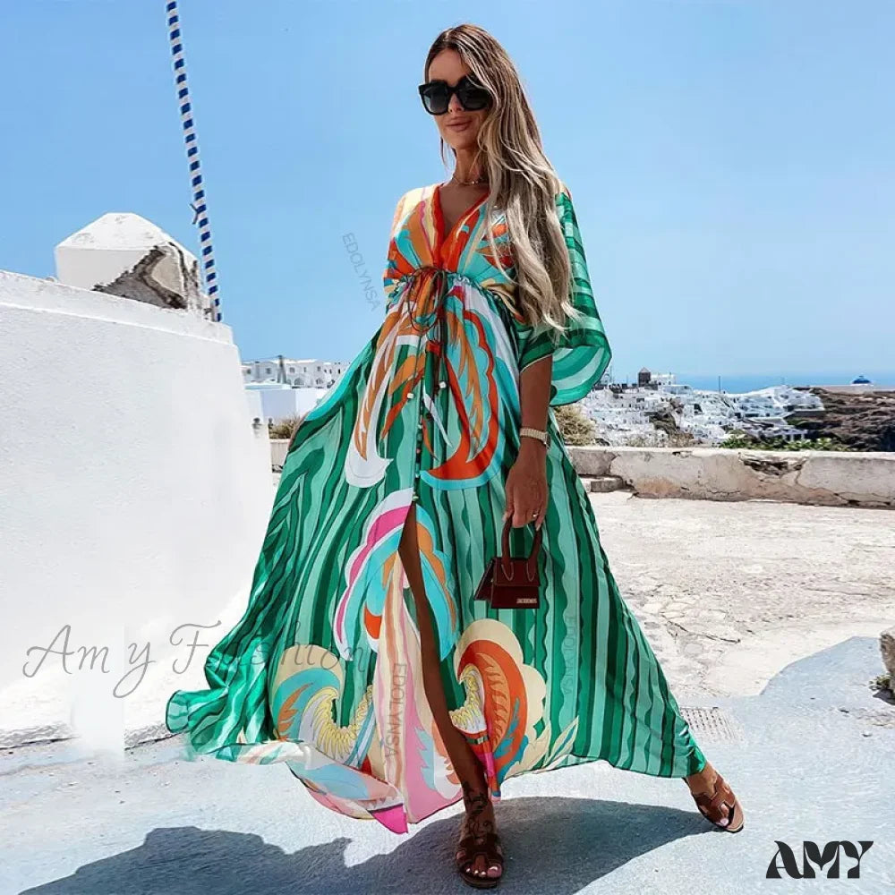 Amy Fashion - Summer Elegant Gorgeous Printing Long Party Boho Dress