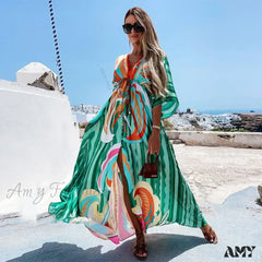 Amy Fashion - Summer Elegant Gorgeous Printing Long Party Boho Dress