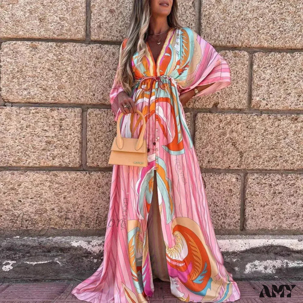 Amy Fashion - Summer Elegant Gorgeous Printing Long Party Boho Dress