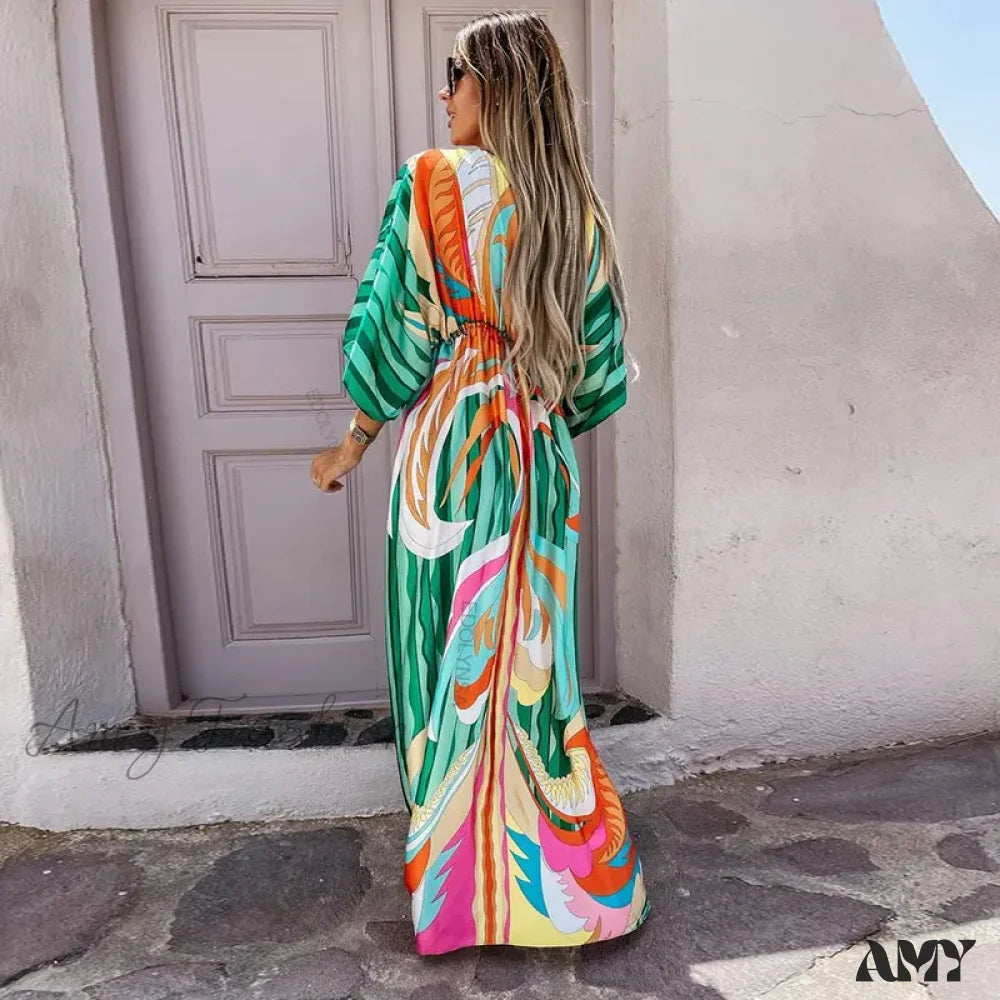 Amy Fashion - Summer Elegant Gorgeous Printing Long Party Boho Dress