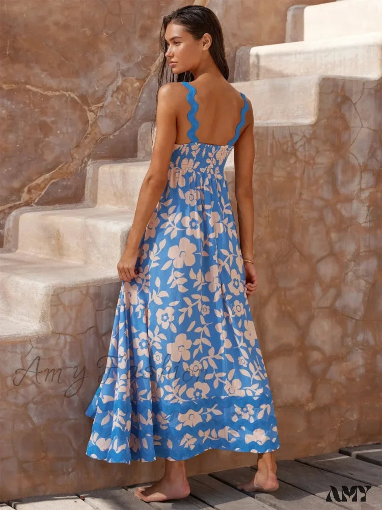 Amy Fashion - Summer Holiday Elegant Vintage Sling Long Maxi Boho Dress