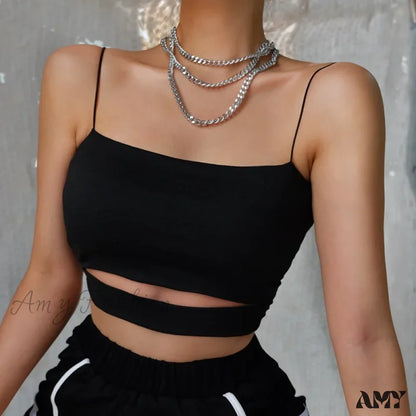 Amy Fashion - Summer Sexy Cut-Out Sleeveless Tank Blouse Crop Top