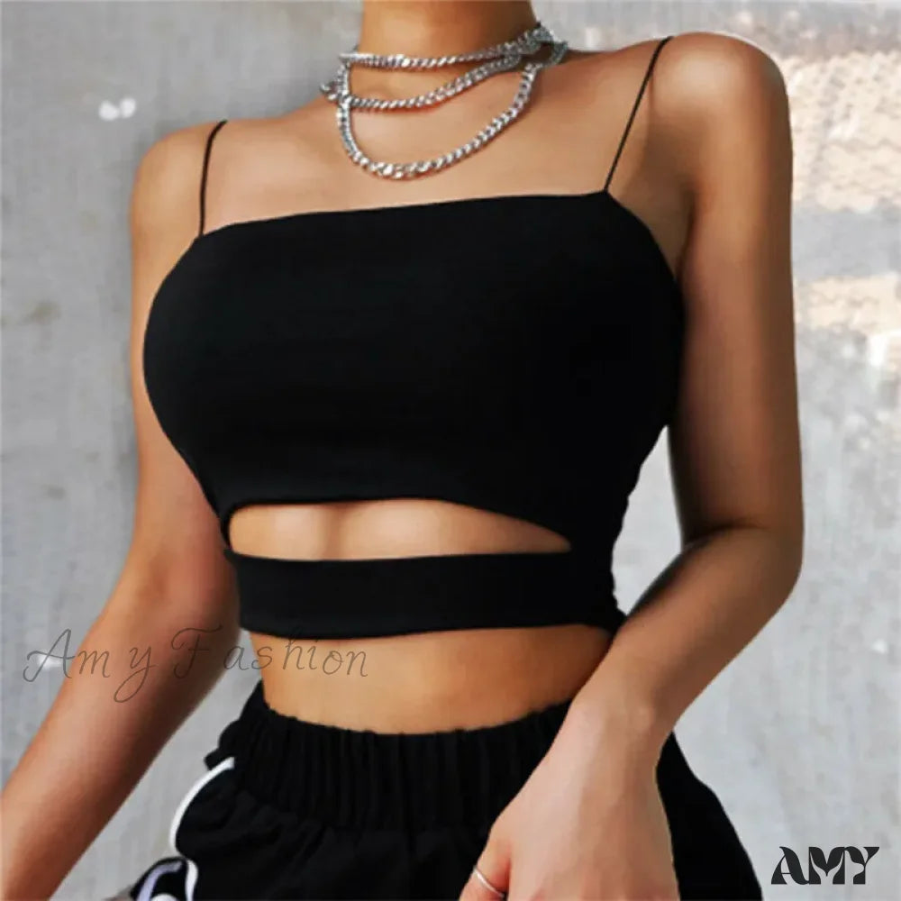 Amy Fashion - Summer Sexy Cut-Out Sleeveless Tank Blouse Crop Top