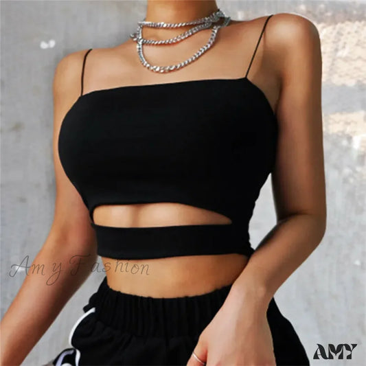 Amy Fashion - Summer Sexy Cut-Out Sleeveless Tank Blouse Crop Top