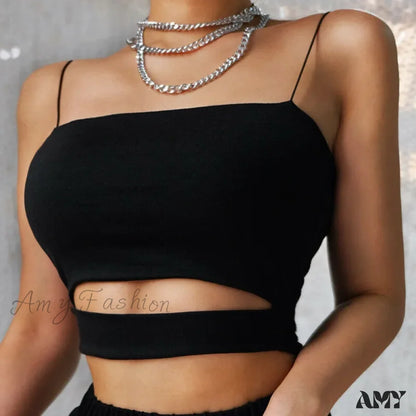 Amy Fashion - Summer Sexy Cut-Out Sleeveless Tank Blouse Crop Top