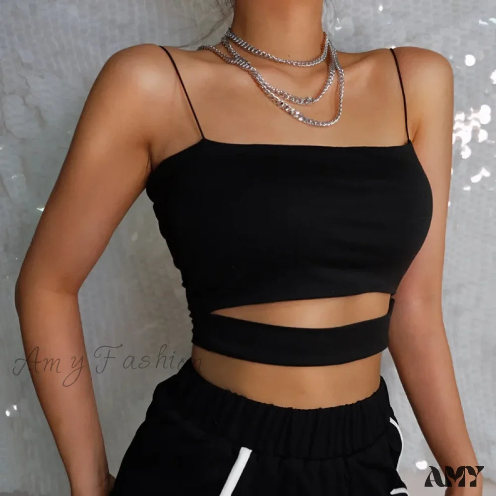 Amy Fashion - Summer Sexy Cut-Out Sleeveless Tank Blouse Crop Top