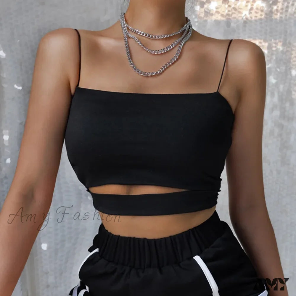 Amy Fashion - Summer Sexy Cut-Out Sleeveless Tank Blouse Crop Top