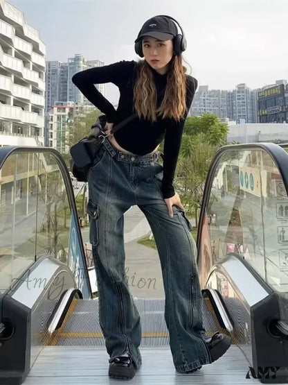 Amy Fashion - Summer Thin Style New High Waisted Skinny Horseshoe Small Flared Straight Leg Jean