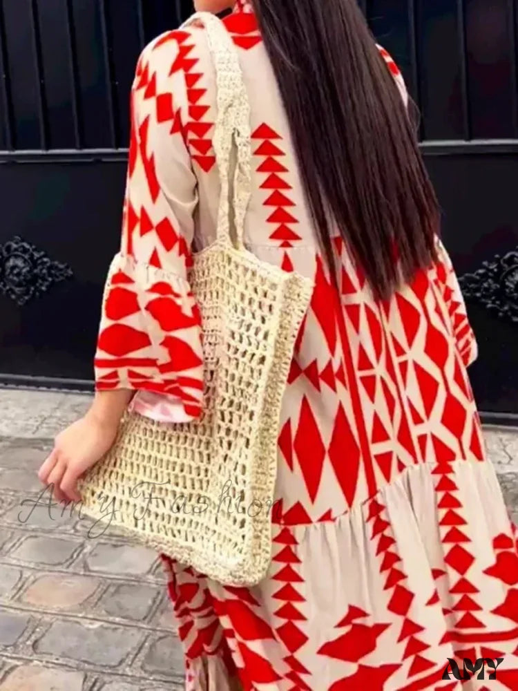 Amy Fashion - Summer Vintage Elegant Long Sleeve Boho Dress