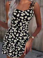 Amy Fashion - Summer Vintage Floral Daisy Print Sexy Boho Dress