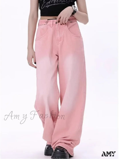 Amy Fashion - Super Soft Thin High Street Slim Loose Autumn New Waist Wide Leg Women’s Jean