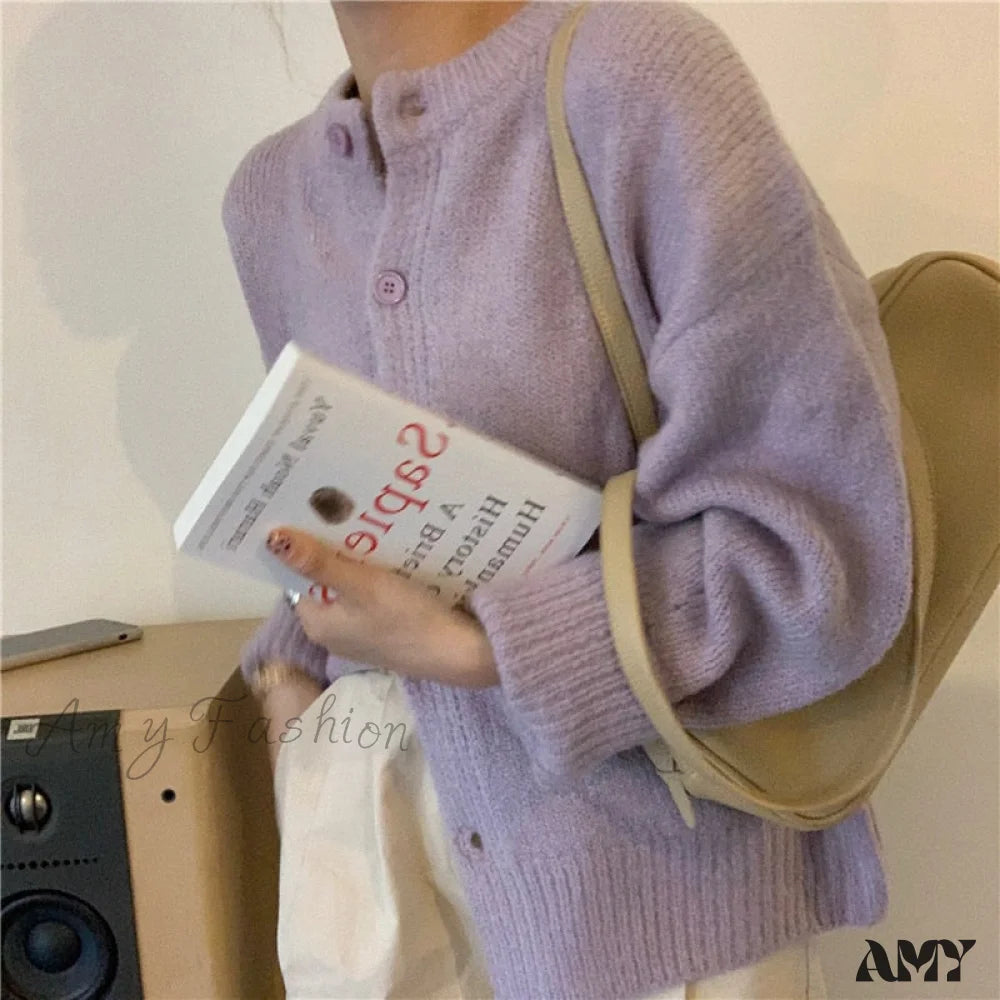 Amy Fashion - Sweaters Cardigans Warm Casual Arrival Solid Knitwear Loose Coat