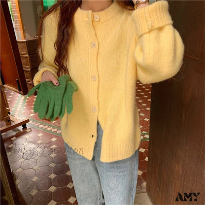 Amy Fashion - Sweaters Cardigans Warm Casual Arrival Solid Knitwear Loose Coat