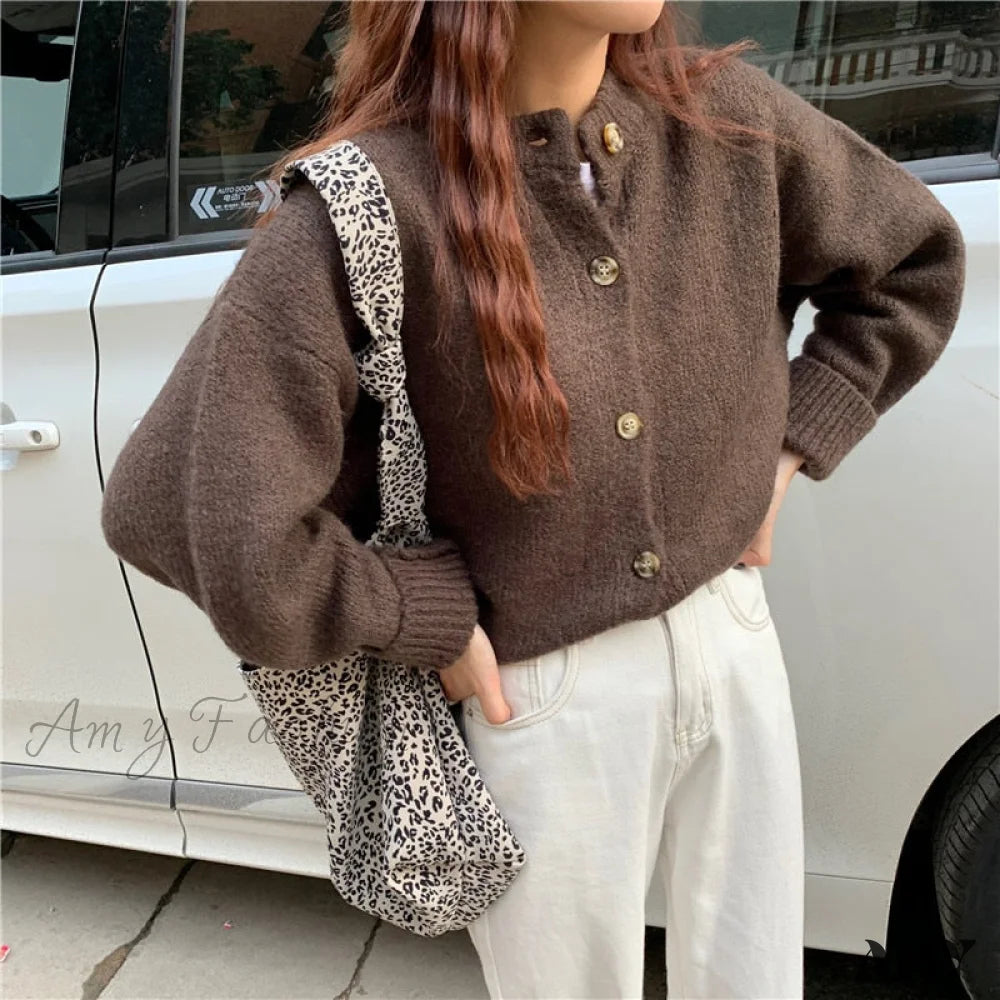 Amy Fashion - Sweaters Cardigans Warm Casual Arrival Solid Knitwear Loose Coat