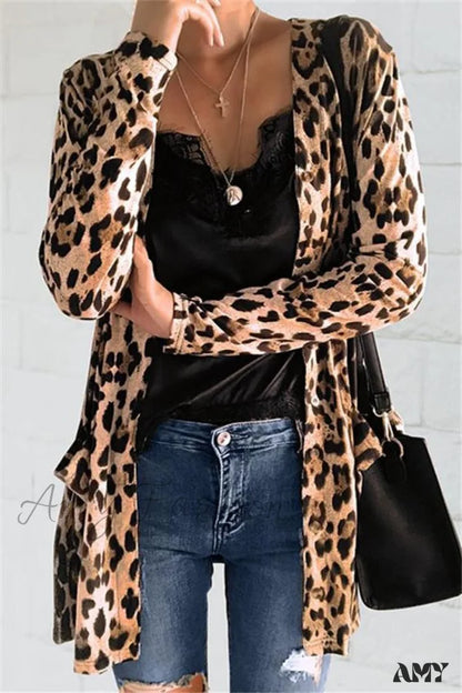 Amy Fashion - Sweaters Long Sleeve Leopard Print Knitted Top