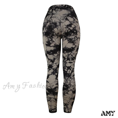 Amy Fashion - Tie Dye Sport Leggings Black / S