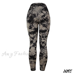 Amy Fashion - Tie Dye Sport Leggings Black / S