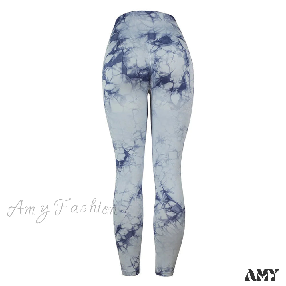 Amy Fashion - Tie Dye Sport Leggings Blue / S