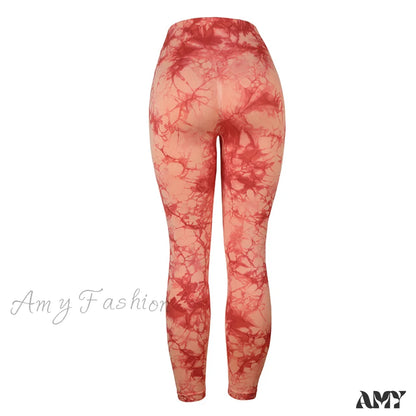 Amy Fashion - Tie Dye Sport Leggings Orange / S