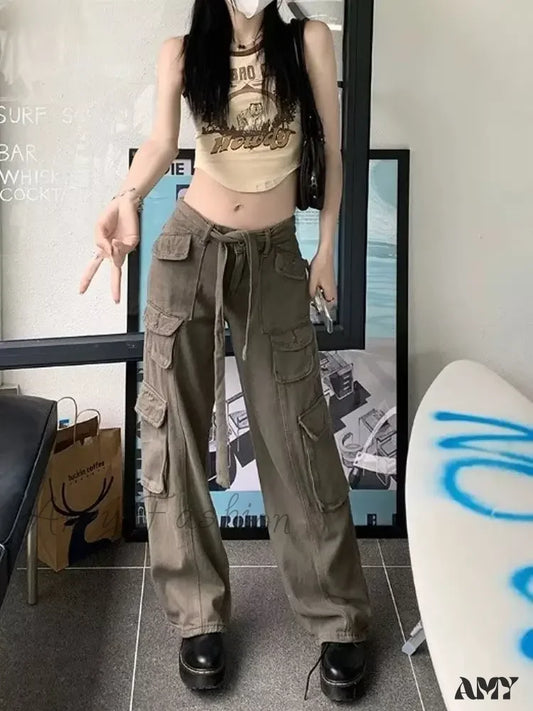 Amy Fashion - Trousers Summer Popular Light-Colored Women’s New Temperament Trend Wide-Leg Pants