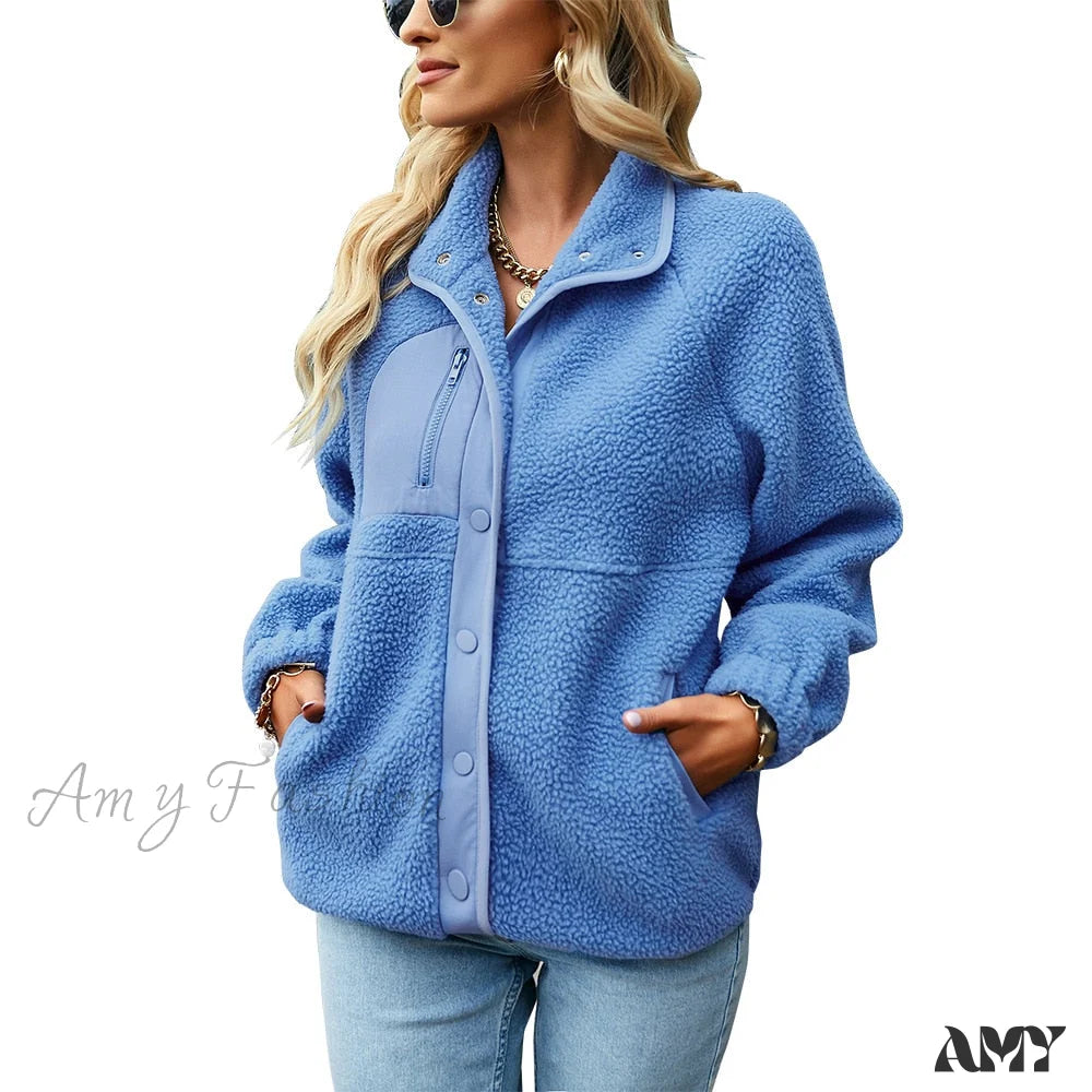 Amy Fashion - Turn Down Collar Patchwork Jacket