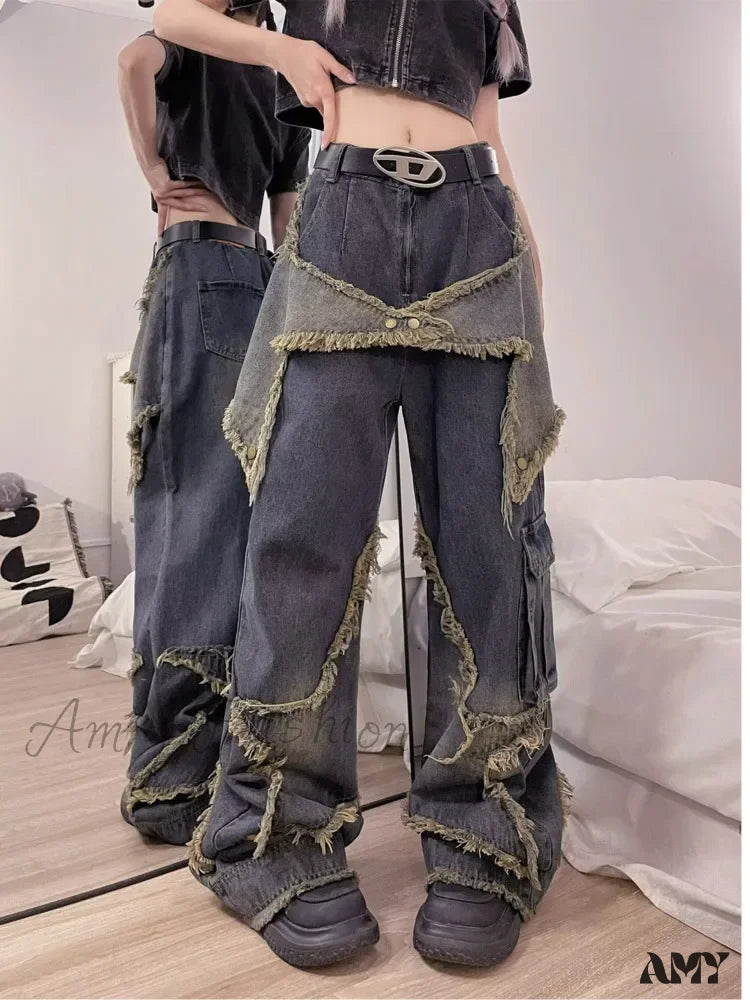 Amy Fashion - Unique Versatile Straight Leg High Waist Summer Loose Wide Vintage Style Women’s Jean