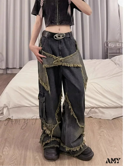 Amy Fashion - Unique Versatile Straight Leg High Waist Summer Loose Wide Vintage Style Women’s