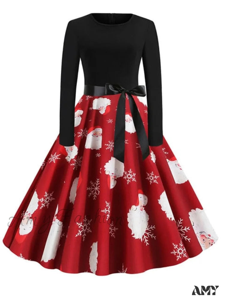 Amy Fashion - Vintage Christmas Casual Robe Elegant Party Dresses