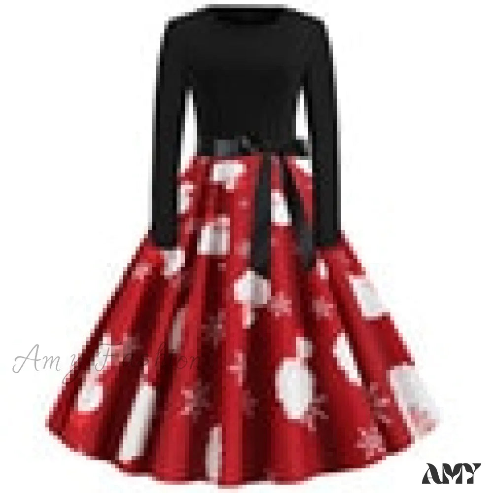 Amy Fashion - Vintage Christmas Casual Robe Elegant Party Dresses 45 / S