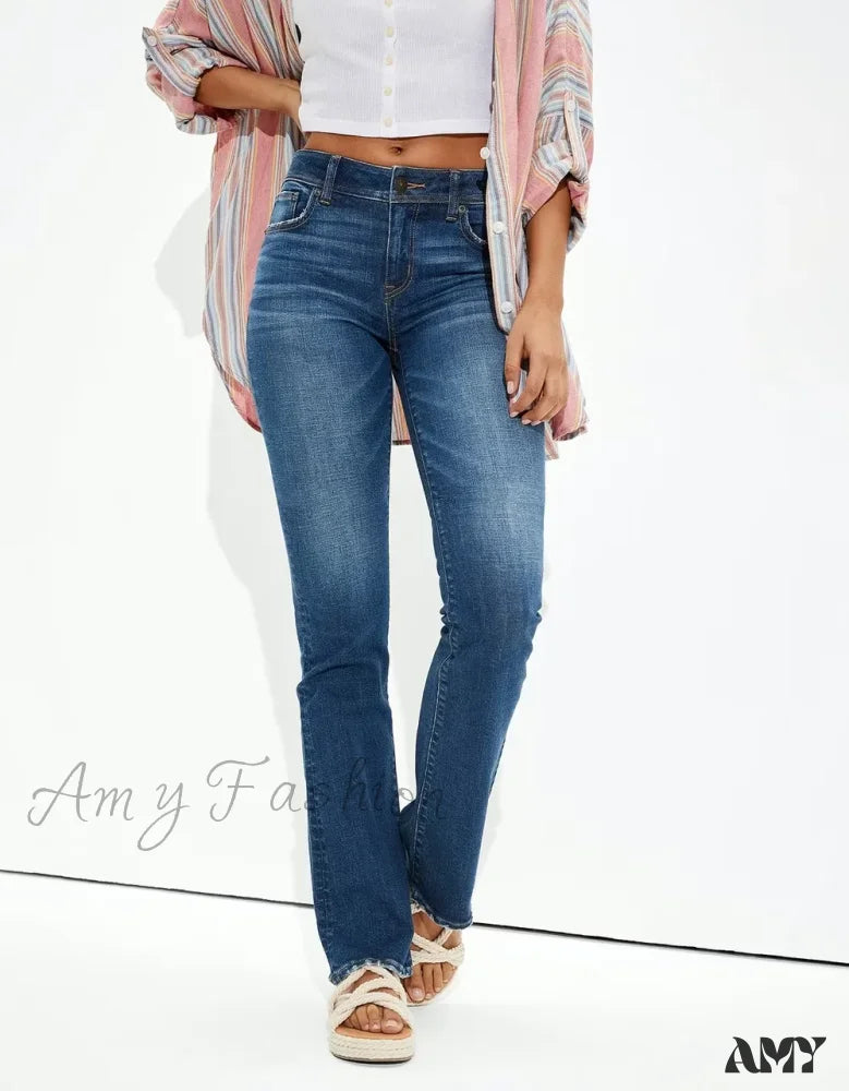 Amy Fashion - Vintage Flare Wide Leg High Waist Stretch Pocket Denim Jean