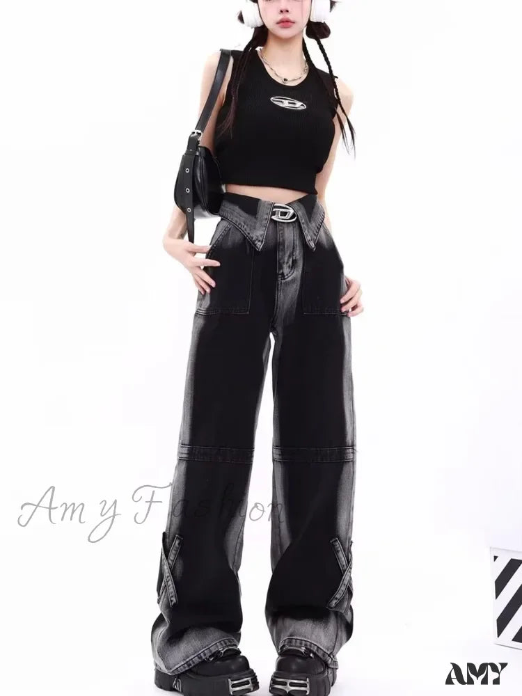 Amy Fashion - Vintage Harajuku Teenagers Y2K Aesthetic Clothing Autumn Baggy Clothes For Women’s