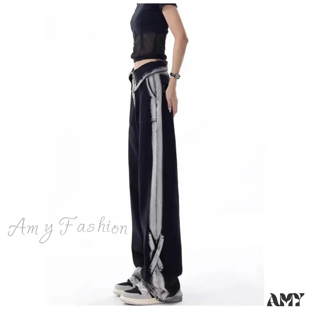 Amy Fashion - Vintage Harajuku Teenagers Y2K Aesthetic Clothing Autumn Baggy Jean