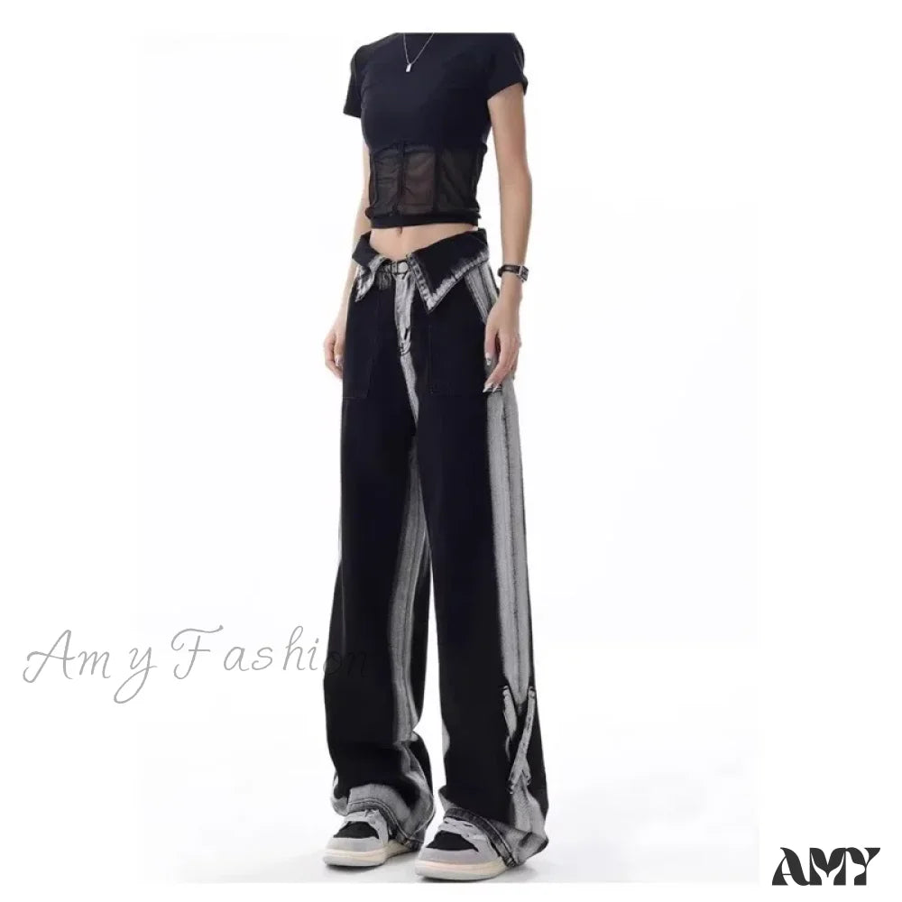 Amy Fashion - Vintage Harajuku Teenagers Y2K Aesthetic Clothing Autumn Baggy Jean